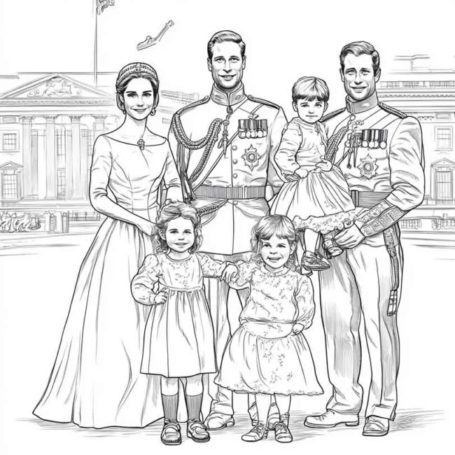 Desenhos da Familia Real Britanica para Imprimir e Colorir 10