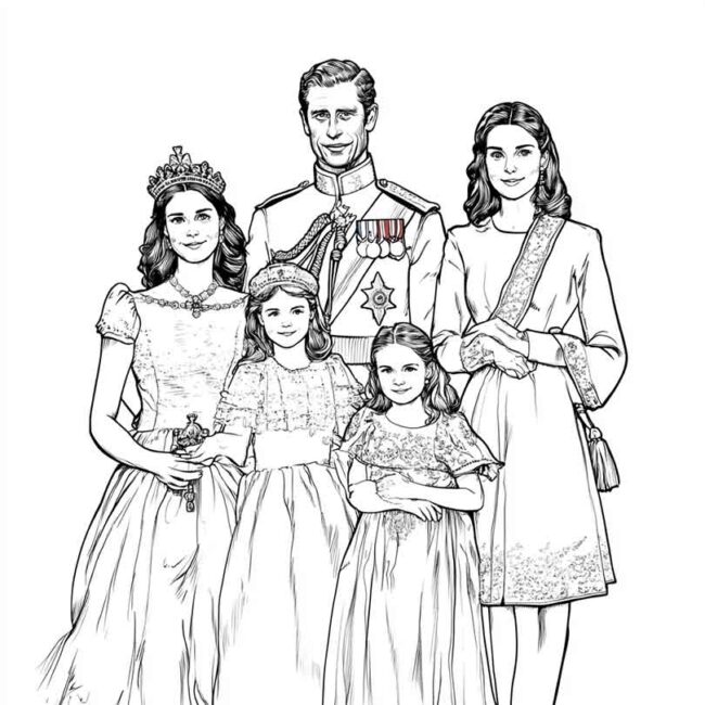 Desenhos da Familia Real Britanica para Imprimir e Colorir 11