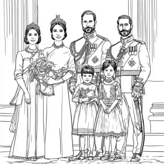 Desenhos da Familia Real Britanica para Imprimir e Colorir 12