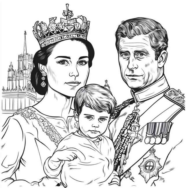 Desenhos da Familia Real Britanica para Imprimir e Colorir 15