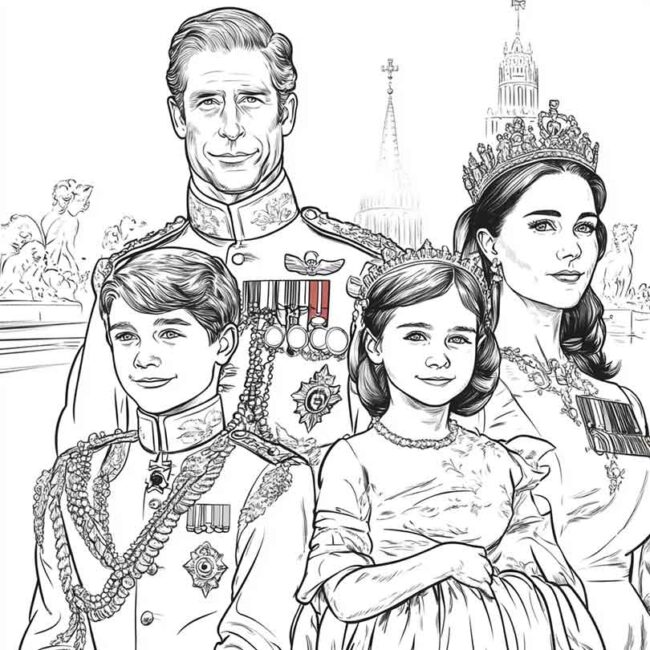 Desenhos da Familia Real Britanica para Imprimir e Colorir 16