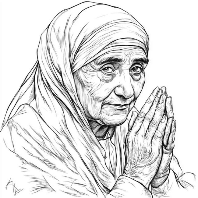 Desenhos da Madre Teresa de Calcuta para Imprimir e Colorir 7