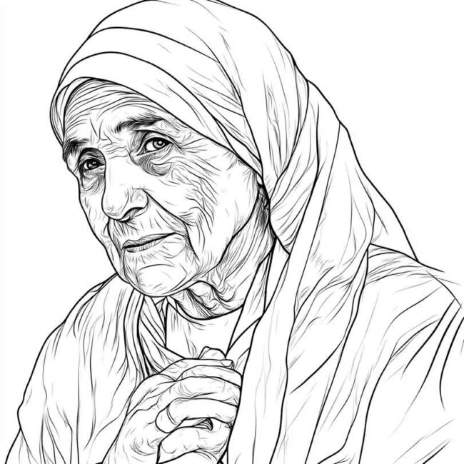 Desenhos da Madre Teresa de Calcuta para Imprimir e Colorir 10