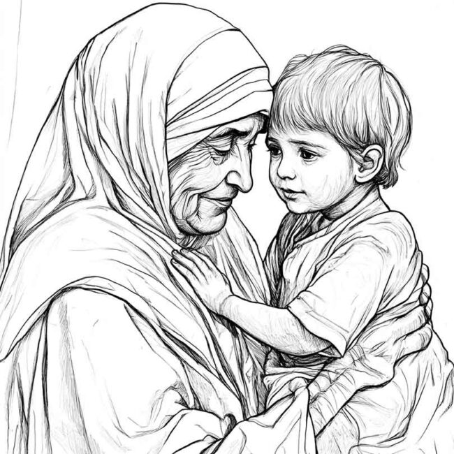 Desenhos da Madre Teresa de Calcuta para Imprimir e Colorir 3