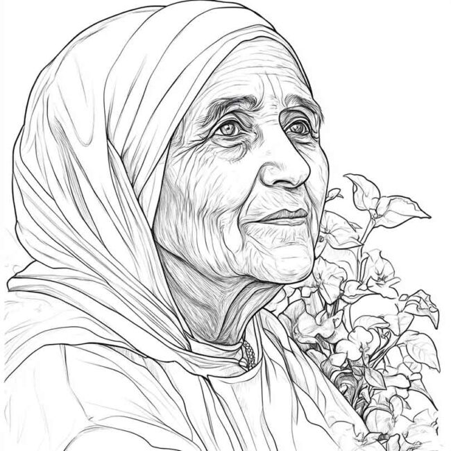 Desenhos da Madre Teresa de Calcuta para Imprimir e Colorir 5