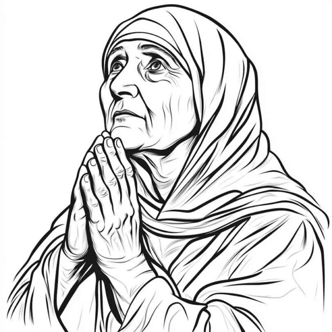 Desenhos da Madre Teresa de Calcuta para Imprimir e Colorir 17