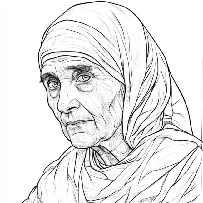 Desenhos da Madre Teresa de Calcuta para Imprimir e Colorir 11