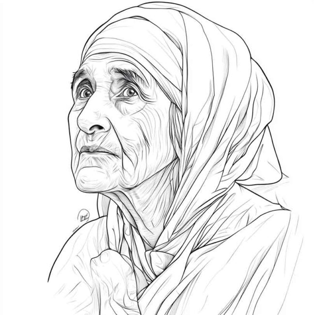 Desenhos da Madre Teresa de Calcuta para Imprimir e Colorir 20