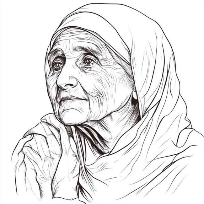 Desenhos da Madre Teresa de Calcuta para Imprimir e Colorir 22