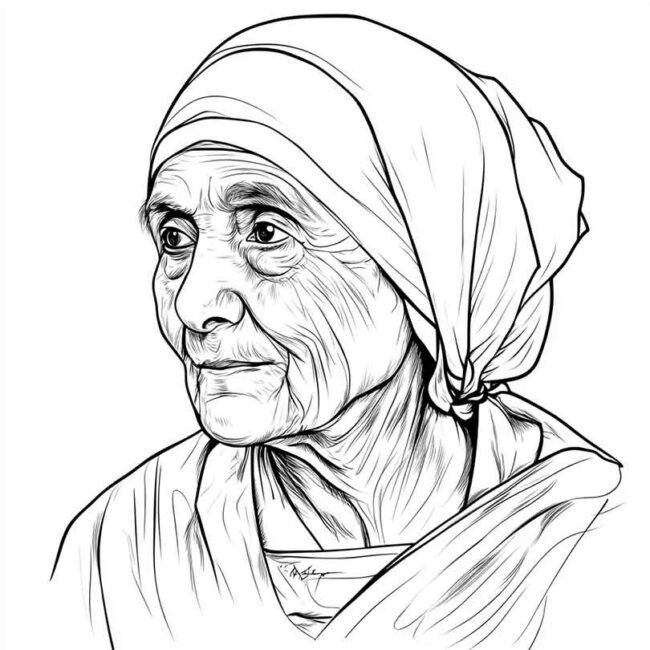 Desenhos da Madre Teresa de Calcuta para Imprimir e Colorir 26