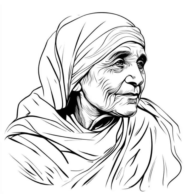 Desenhos da Madre Teresa de Calcuta para Imprimir e Colorir 1