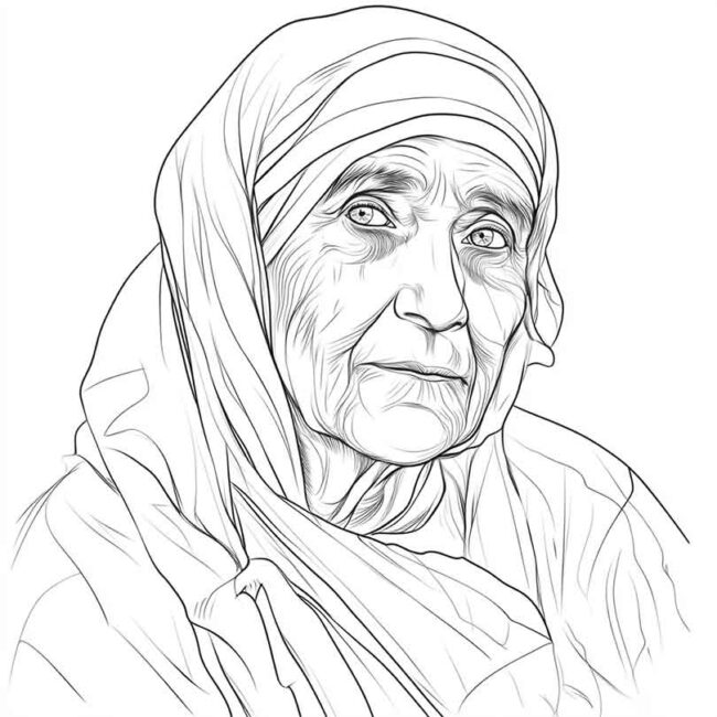 Desenhos da Madre Teresa de Calcuta para Imprimir e Colorir 25