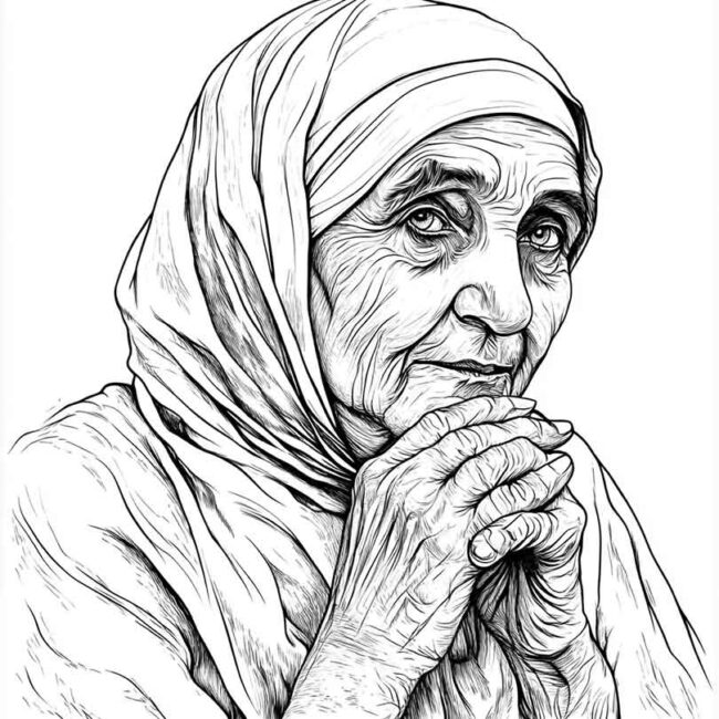 Desenhos da Madre Teresa de Calcuta para Imprimir e Colorir 4