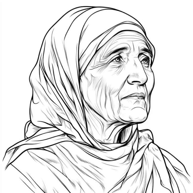 Desenhos da Madre Teresa de Calcuta para Imprimir e Colorir 23