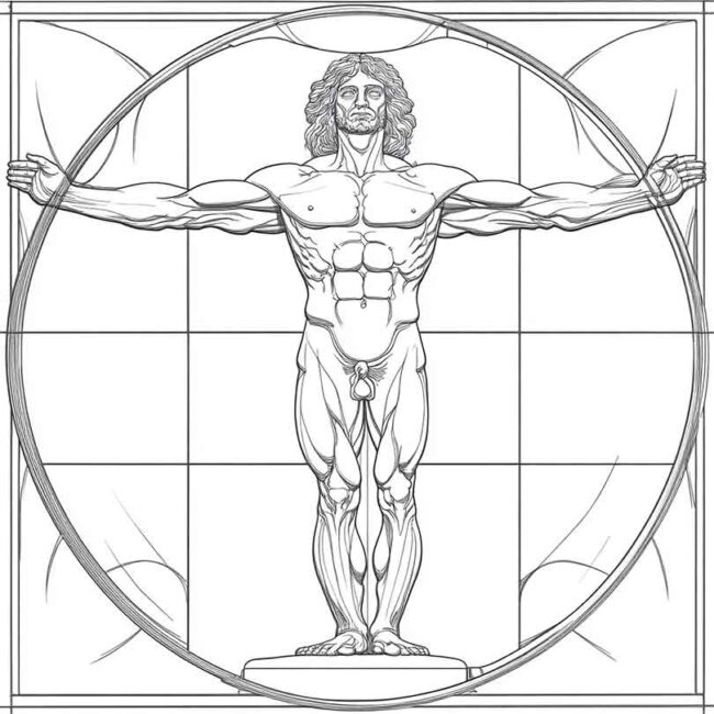 Desenhos da Homem Vitruviano para Imprimir e Colorir 9