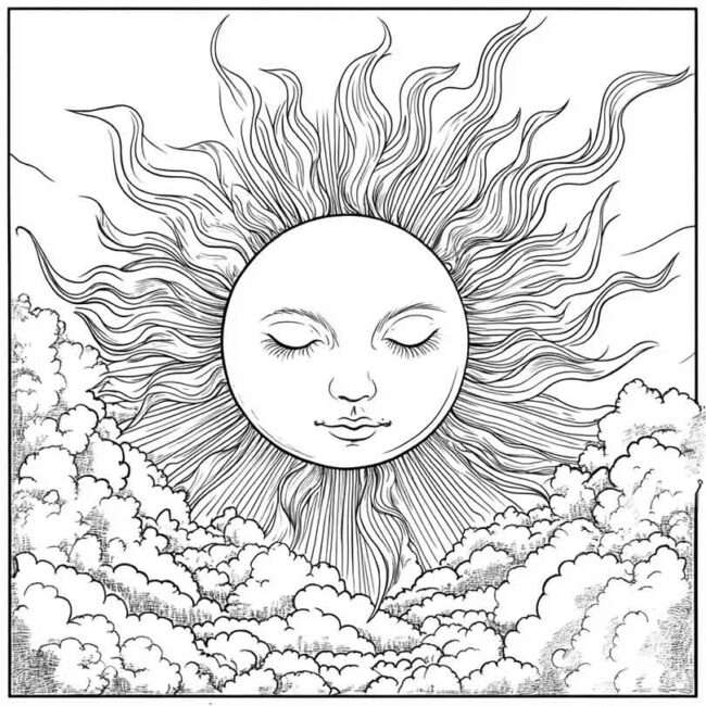 Desenhos de Sol Nascente para Imprimir e Colorir 9