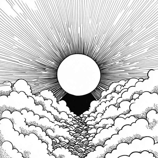 Desenhos de Sol Nascente para Imprimir e Colorir 7