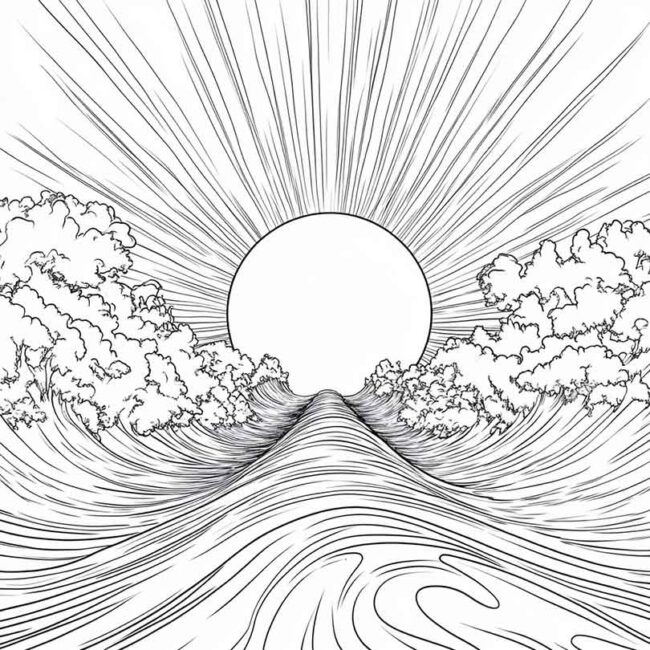 Desenhos de Sol Nascente para Imprimir e Colorir 8