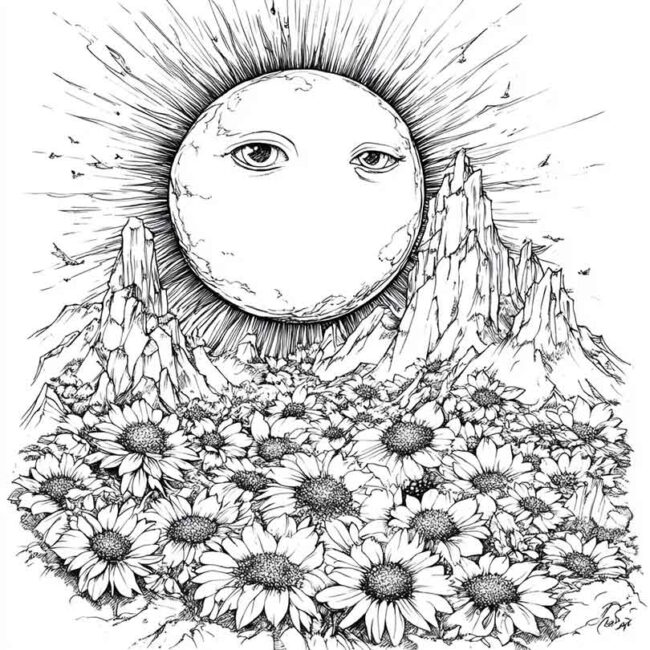 Desenhos de Sol Nascente para Imprimir e Colorir 5