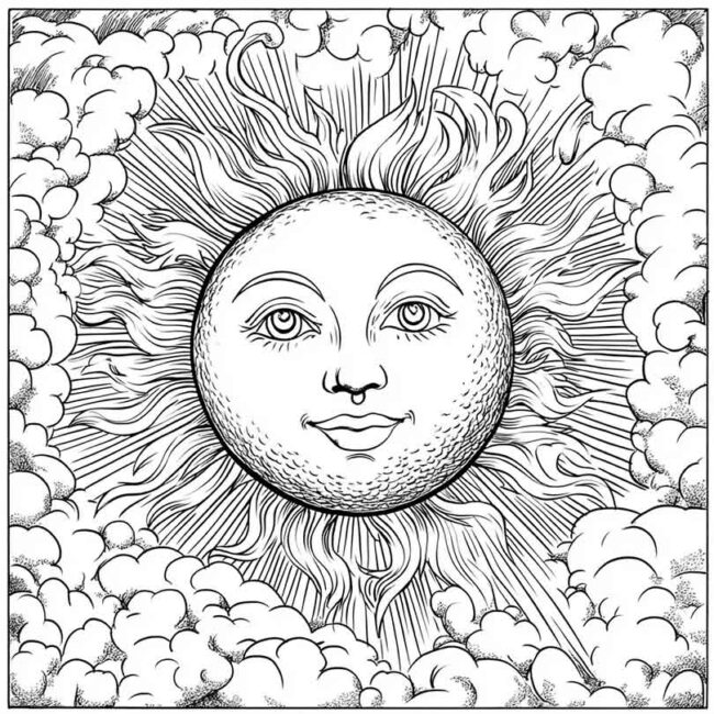 Desenhos de Sol Nascente para Imprimir e Colorir 6