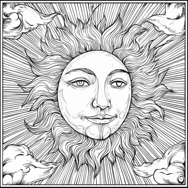 Desenhos de Sol Nascente para Imprimir e Colorir 19