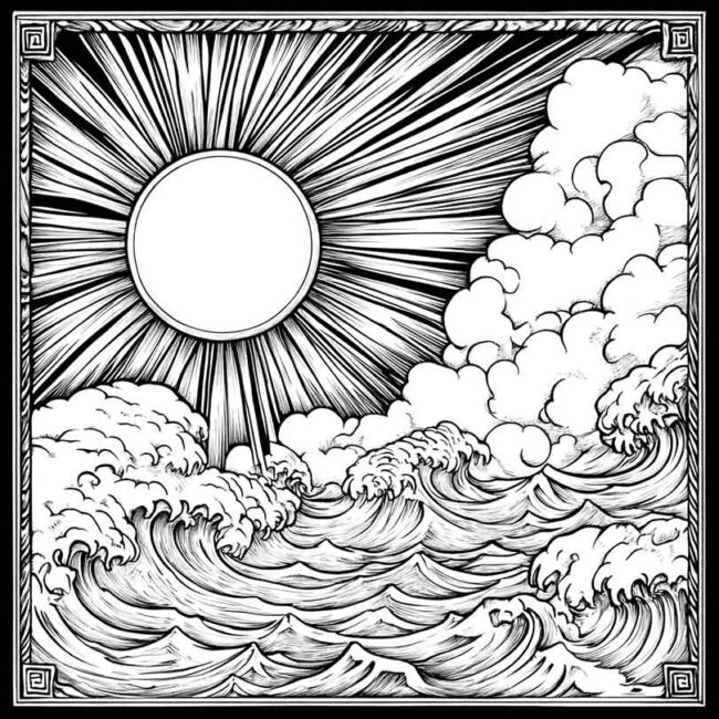Desenhos de Sol Nascente para Imprimir e Colorir 4