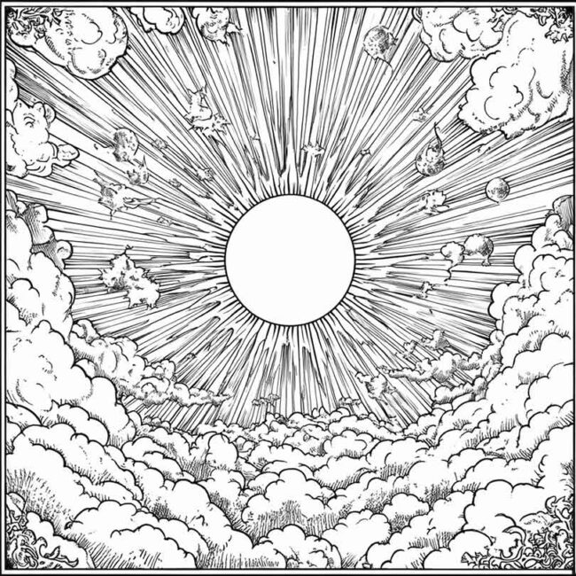 Desenhos de Sol Nascente para Imprimir e Colorir 3