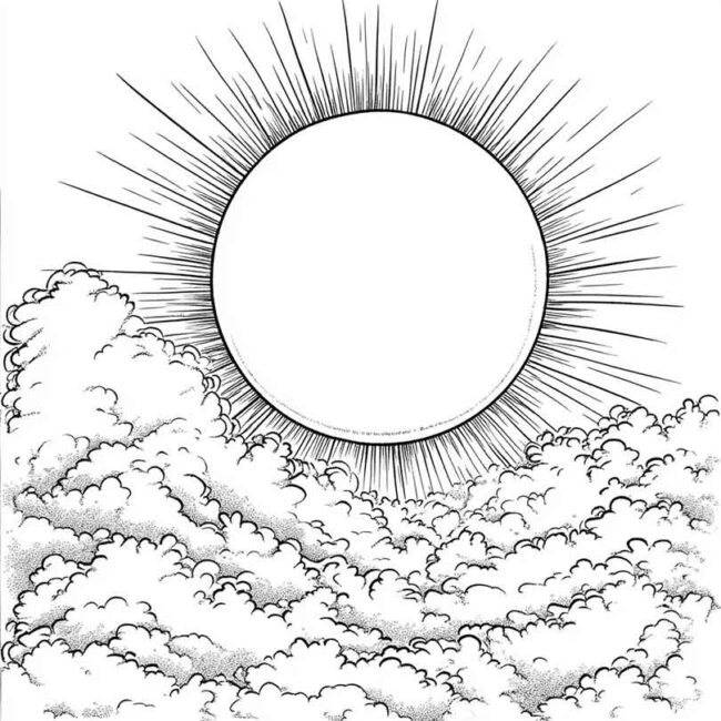 Desenhos de Sol Nascente para Imprimir e Colorir 14