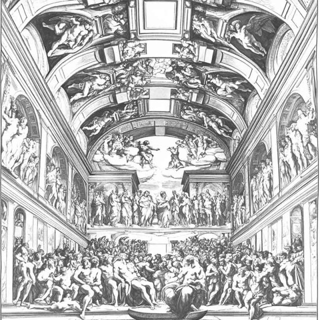 Desenhos de Capela Sistina para Imprimir e Colorir 8