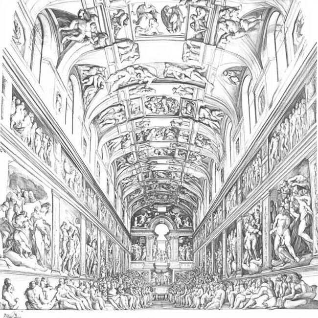 Desenhos de Capela Sistina para Imprimir e Colorir 9