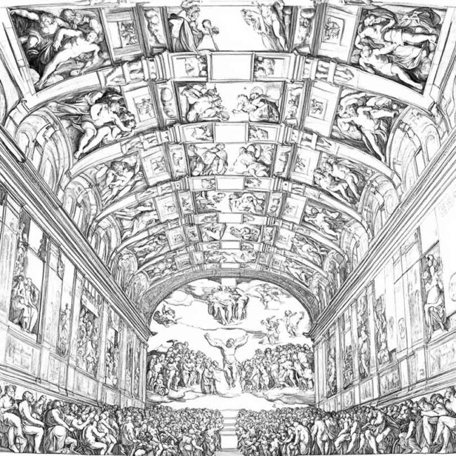 Desenhos de Capela Sistina para Imprimir e Colorir 3