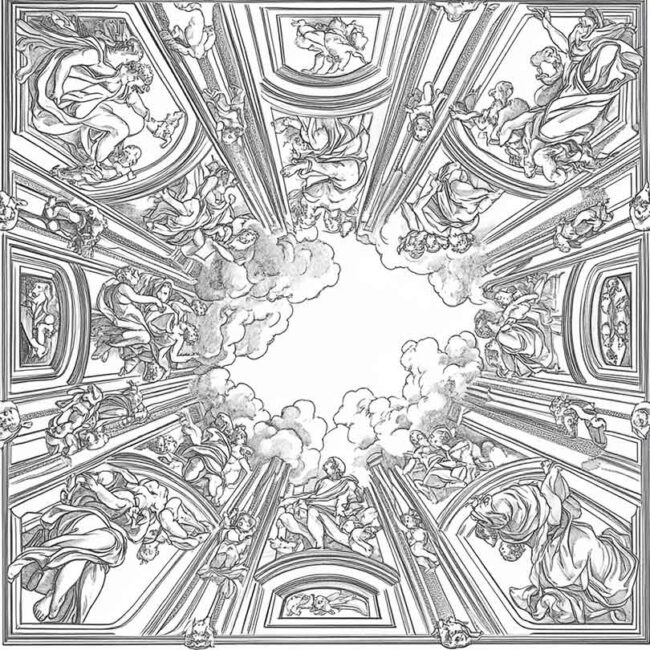 Desenhos de Capela Sistina para Imprimir e Colorir 6