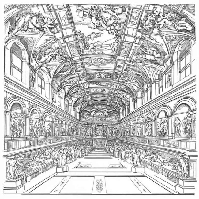Desenhos de Capela Sistina para Imprimir e Colorir 10