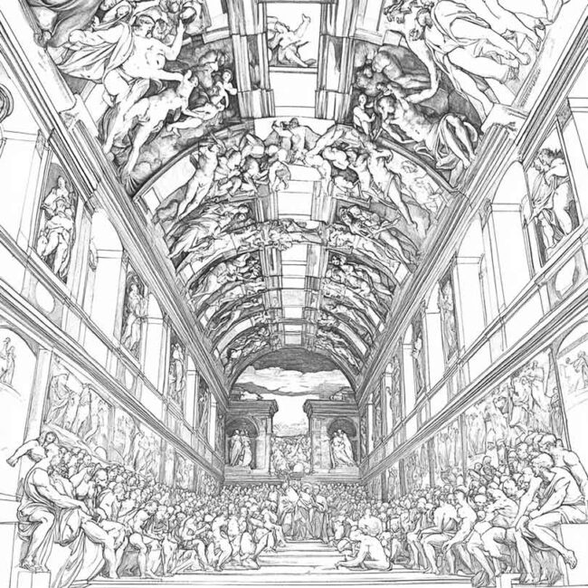 Desenhos de Capela Sistina para Imprimir e Colorir 17