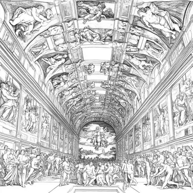Desenhos de Capela Sistina para Imprimir e Colorir 2