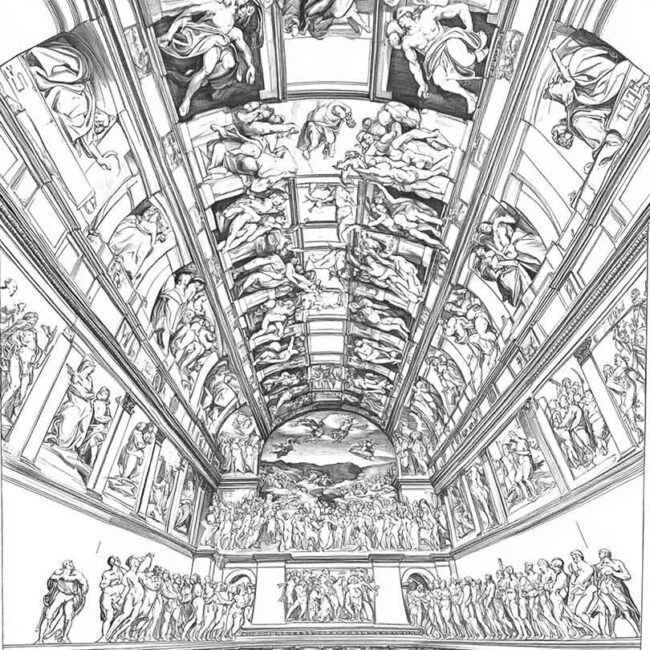 Desenhos de Capela Sistina para Imprimir e Colorir 5