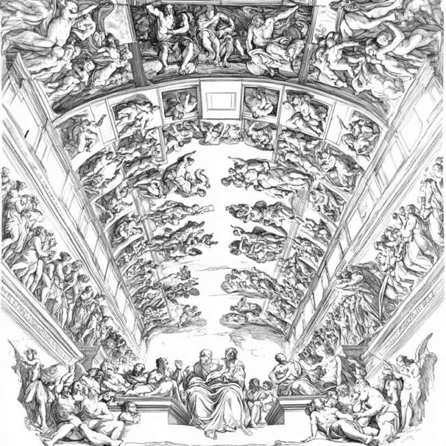 Desenhos de Capela Sistina para Imprimir e Colorir 12