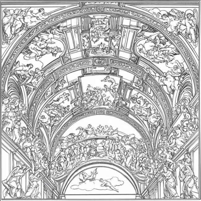 Desenhos de Capela Sistina para Imprimir e Colorir 14