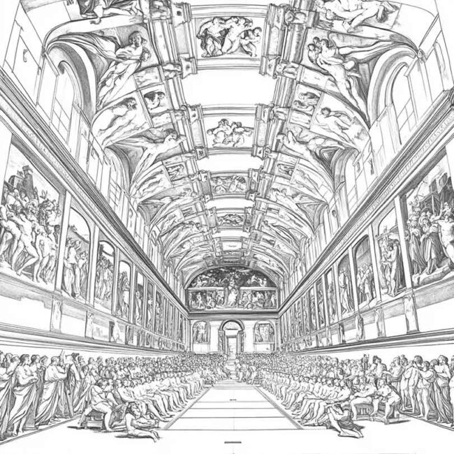 Desenhos de Capela Sistina para Imprimir e Colorir 15