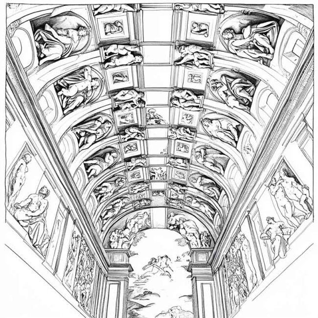 Desenhos de Capela Sistina para Imprimir e Colorir 11