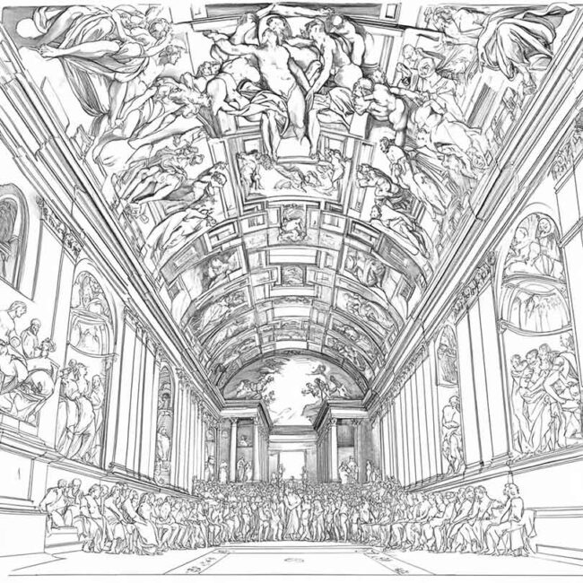 Desenhos de Capela Sistina para Imprimir e Colorir 13
