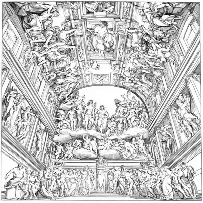 Desenhos de Capela Sistina para Imprimir e Colorir 19