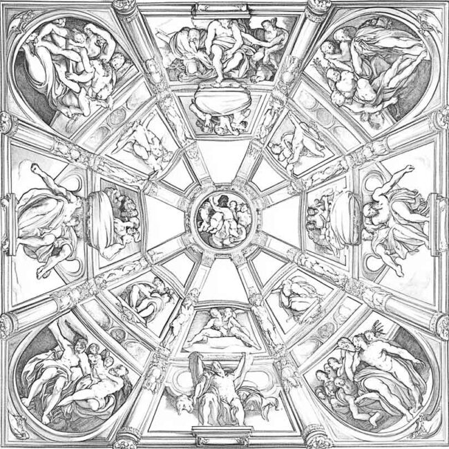 Desenhos de Capela Sistina para Imprimir e Colorir 1