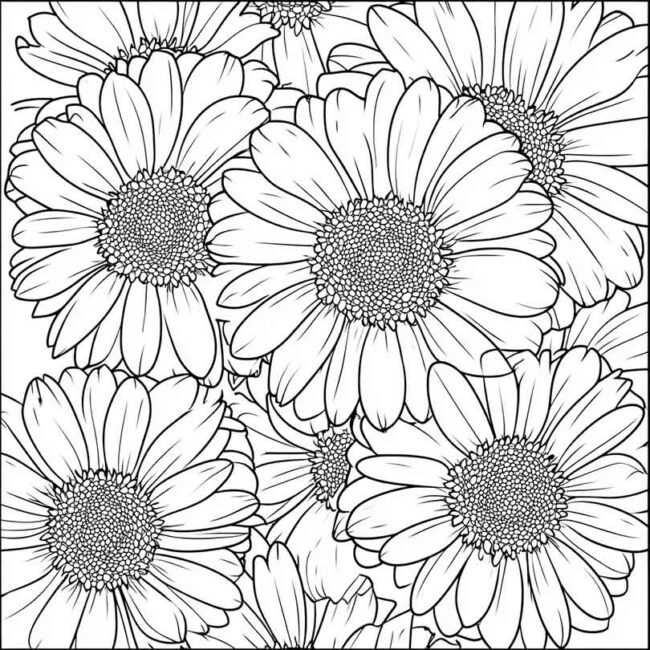 desenhos de gerberas para imprimir e colorir pintar png 8