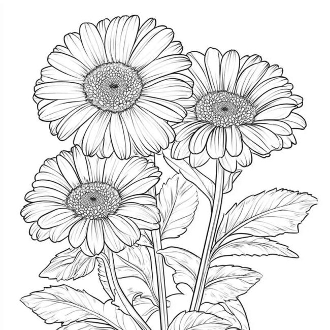 desenhos de gerberas para imprimir e colorir pintar png 9