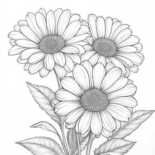 desenhos de gerberas para imprimir e colorir pintar png 6