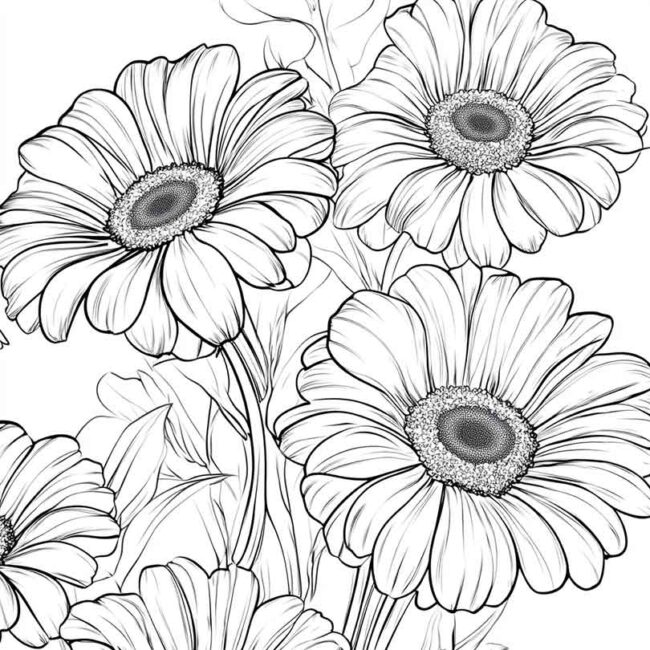 desenhos de gerberas para imprimir e colorir pintar png 7