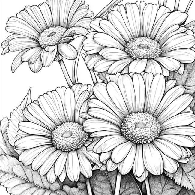 desenhos de gerberas para imprimir e colorir pintar png 4