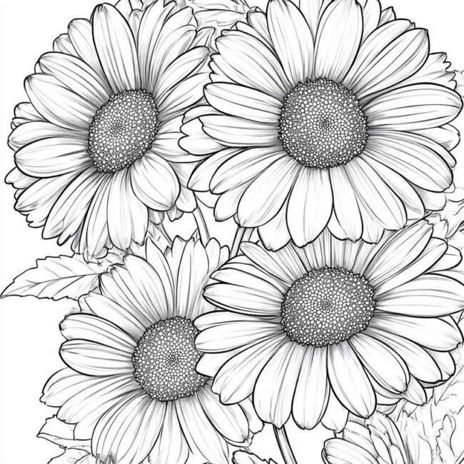 desenhos de gerberas para imprimir e colorir pintar png 5