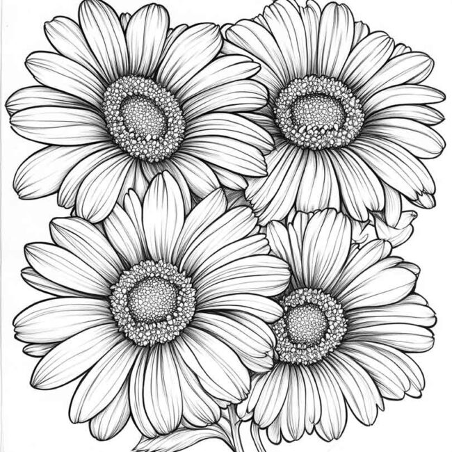 desenhos de gerberas para imprimir e colorir pintar png 22